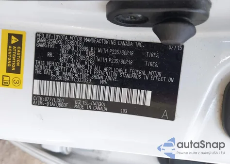 2015 Lexus Rx 350 z USA, uszkodzony, nr VIN 2T2BK1BA1FC333039